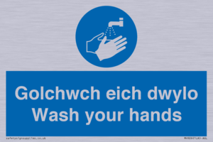 golchwch eich dwylo / wash your hands - safety sign